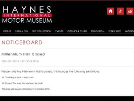 The noticeboard on Haynes International Motor Museum new website